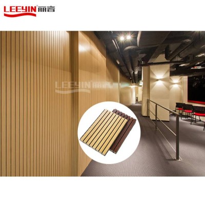 Leeyin Customized Grooved Mdf Fireproof Insulation Wall Sound Absorbing Wooden Acoustic Panel